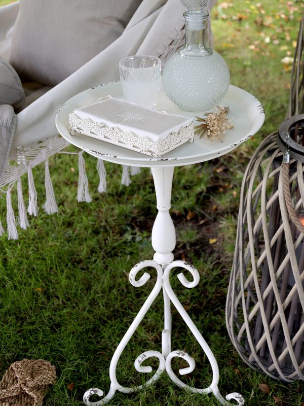Serviett med blomst L20/B10 cm lys latte