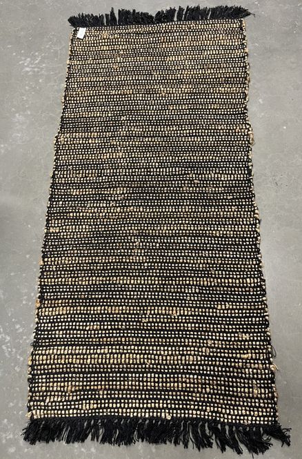 Hovedbilde Jute gulvmatte frynser sort/natur 
