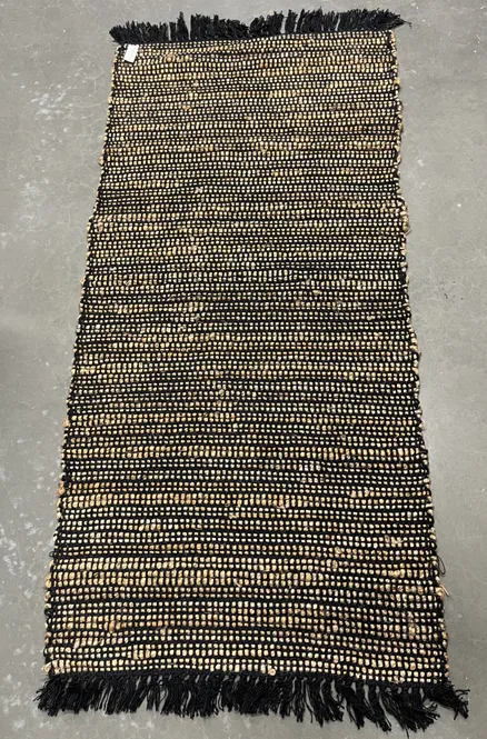Hovedbilde Jute gulvmatte frynser sort/natur 