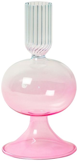 Hovedbilde Glass lysestake, rosa/lys blå
