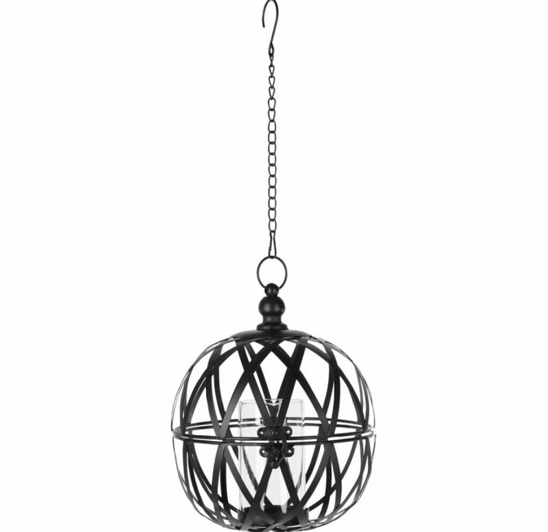 Lysholder med glass, matt svart
