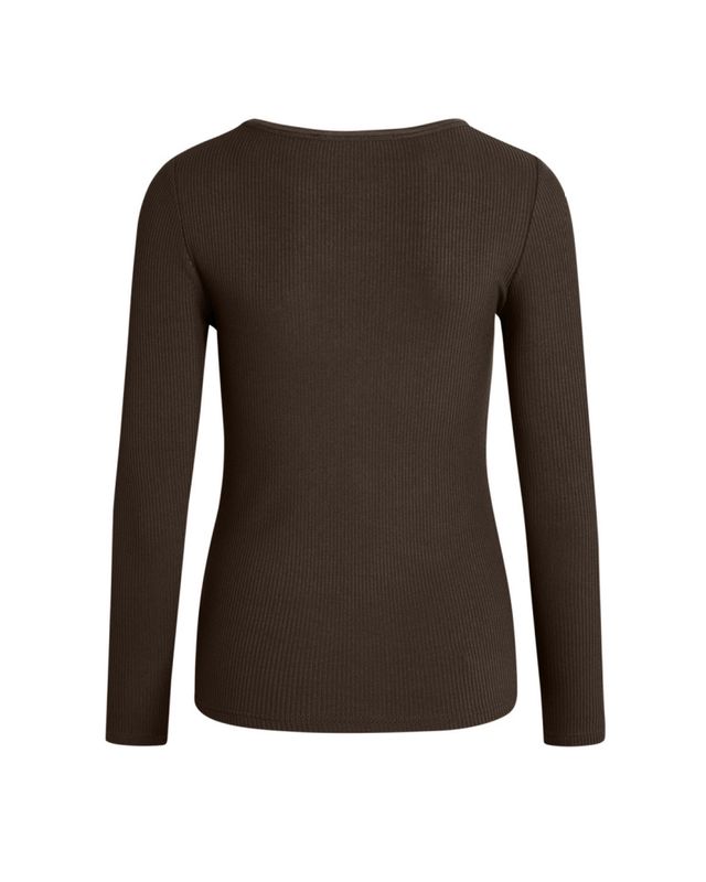 Lisa langermet t-shirt, mørk brun