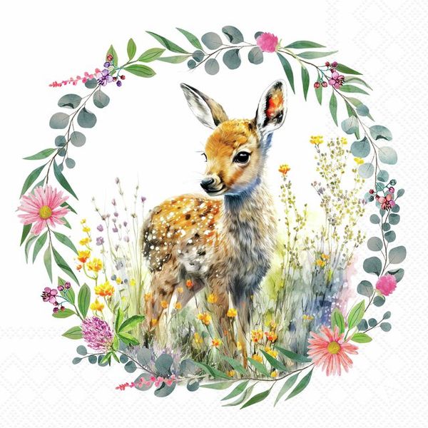 Serviett lunsj Rådyr i blomtereng