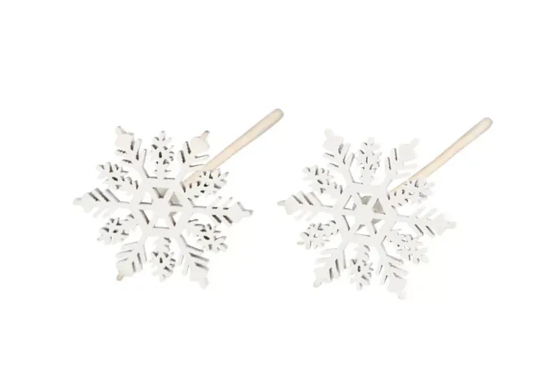 Snøfnugg, hvit stikk Ø4 cm