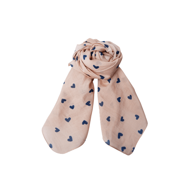 Hovedbilde BCCLAUDINE Mini Skjerf, beige med blå hjerter