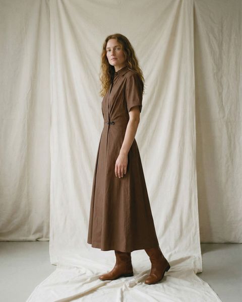 Pia dress - brun skjortekjole