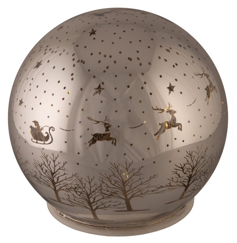 Glasskule med julemotiv LED, 12 cm