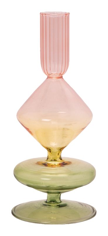 Glass lysestake, grønn/gul/rosa