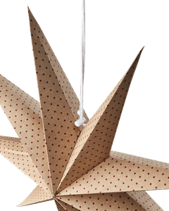 Hovedbilde Papirstjerne L – brun med r&oslash;de prikker, 60 ...